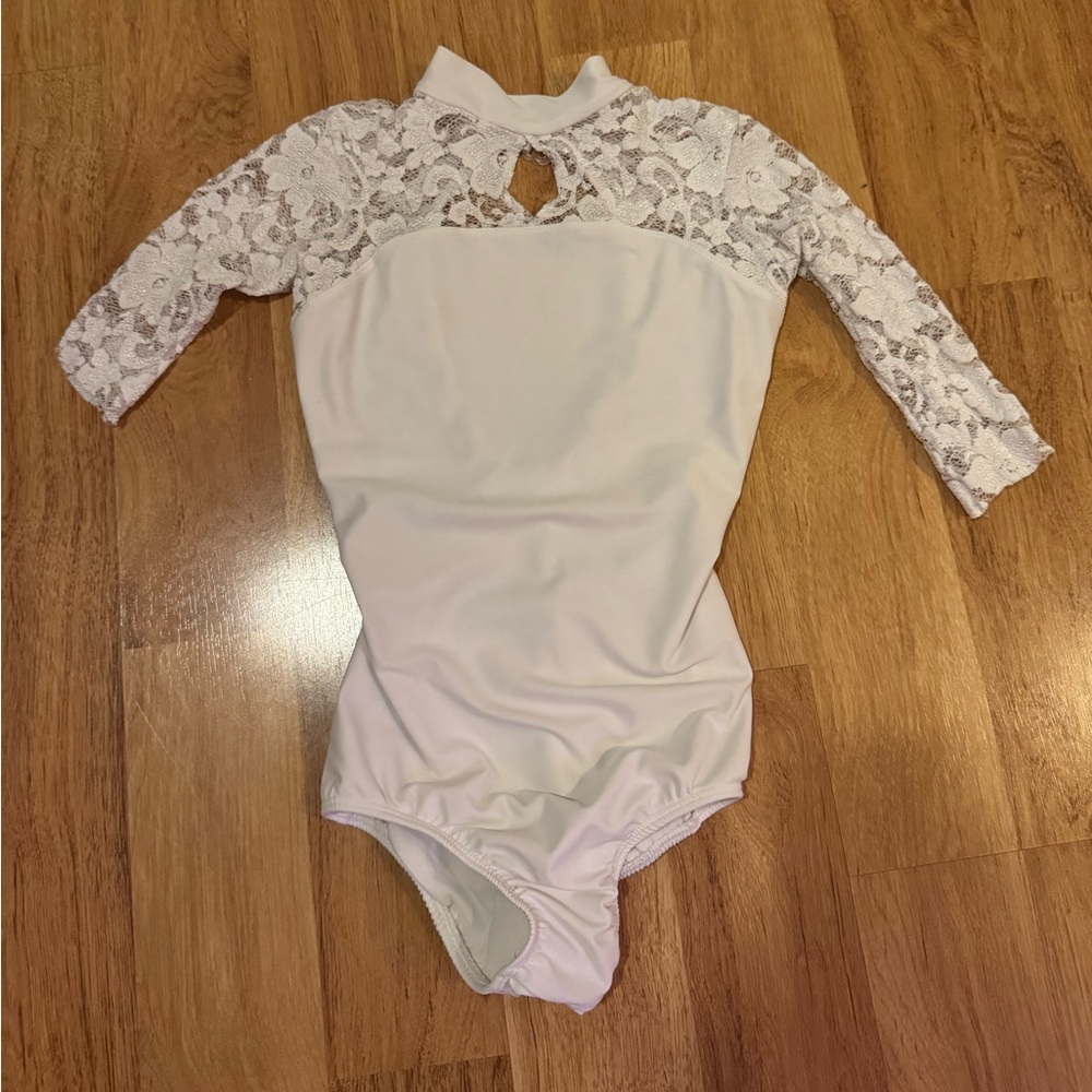 White Lace Long Sleeve Leotard